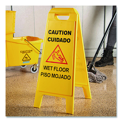 Carlisle Wet Floor Sign (English/Spanish), 11 x 25 x 25, Yellow (3690000)