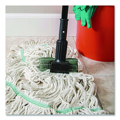 Carlisle Vinyl Coated Jaw Style Metal Mop Handle, 1" dia x 60", Black (3697000)