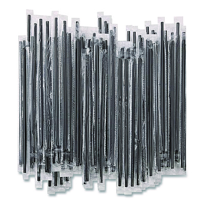 Berkley Square Wrapped Polypropylene Stirrers, 7.75", Black, 500/Box (BEP89378)