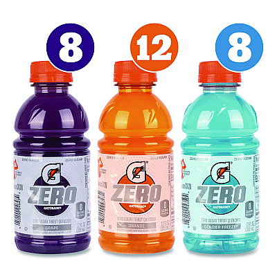 Gatorade Zero Variety Pack, Assorted Flavors, 12 oz Bottle, 28/Carton (22002527)