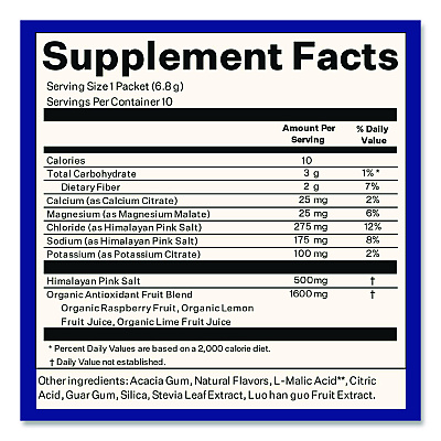 Blueshift Electrolyte Lemon Raspberry Drink Mix, 0.24 oz Packets, 10/Pack, 2 Packs/Carton (60004165)