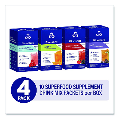 Blueshift Variety Pack Drink Mix, Assorted Flavors, Individual Packets, 10/Pack. 4 Packs/Carton (60004169)