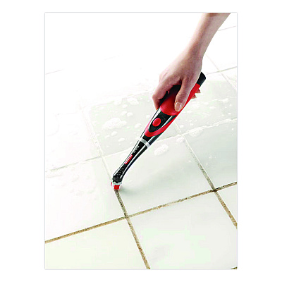 Rubbermaid Multi-Purpose Cordless Battery Power Scrubber, Red/White Nylon Bristles, 12.68" Brush, 7" Red/Black Handle (1839685)