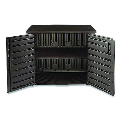 Rubbermaid Bridgeport Storage Cabinet, 16.44 cu ft, 4 ft x 2 ft x 3 ft, Black Oak (1889849)