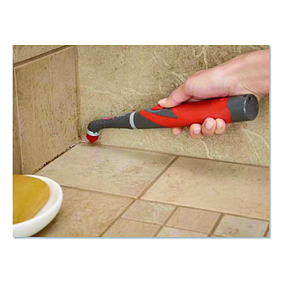 Rubbermaid Reveal Power Scrubber, Red/White Nylon Bristles, 1.73" Brush, Red Plastic Handle (2057486)