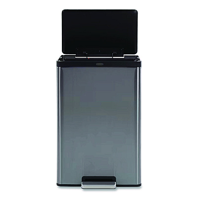 Rubbermaid Elite Step-On Trash Can, 12 gal, Metal, Charcoal Stainless Steel/Black (2112520)