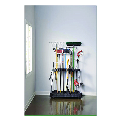 Rubbermaid FastTrack Garage Tool Tower Rack, Plastic, Holds Up to 40 Tools, 38" x 20.5" x 34.4", Black (2140834)