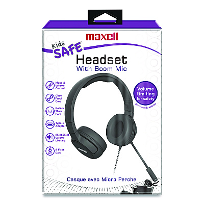 Maxell Kids Safe Wired Headphones, Black (198021)