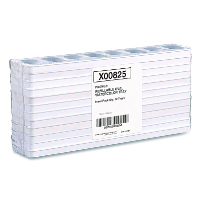 Prang Refillable Oval Watercolor Tray, White, 12/Pack (X00825)