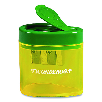 Ticonderoga Two Hole Pencil Sharpener, 2 x 2 x 1.25, Green/Yellow (X392010001)