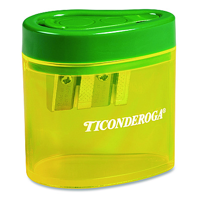 Ticonderoga Two Hole Pencil Sharpener, 2 x 2 x 1.25, Green/Yellow (X392010001)