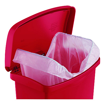 Rubbermaid Commercial Slim Jim Streamline Resin Step-On Container, 24 gal, Resin, Red (1883570)