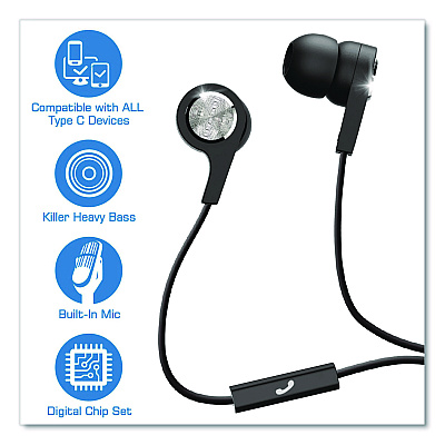 Maxell USB-C Earbuds, Black (199261)