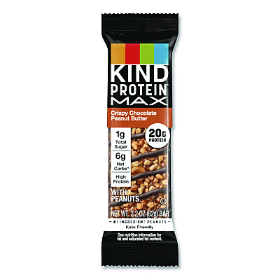 KIND Protein MAX Bar, Crispy Chocolate Peanut Butter, 2.2 oz Bar, 12/Box (PHW43470)