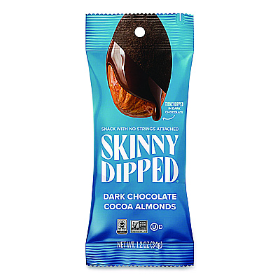 SkinnyDipped Dark Chocolate Covered Almonds, 1.2 oz Bags, 10/Box (EDT00837)