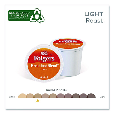 Folgers Breakfast Blend Coffee K-Cup, 24/Box, 4 Boxes/Carton (0448CT)