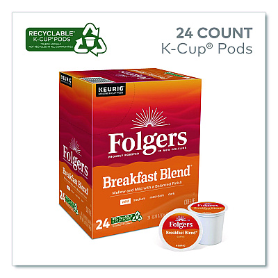 Folgers Breakfast Blend Coffee K-Cup, 24/Box, 4 Boxes/Carton (0448CT)