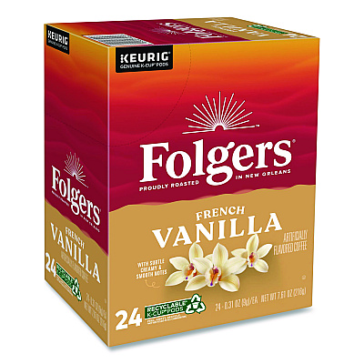 Folgers French Vanilla Coffee K-Cups, French Vanilla, 24/Box, 4 Boxes/Carton (6661CT)