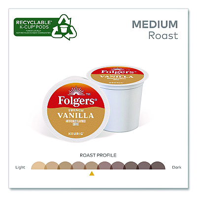 Folgers French Vanilla Coffee K-Cups, French Vanilla, 24/Box, 4 Boxes/Carton (6661CT)