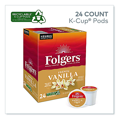 Folgers French Vanilla Coffee K-Cups, French Vanilla, 24/Box, 4 Boxes/Carton (6661CT)
