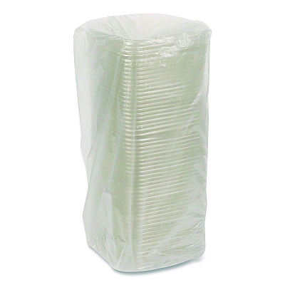 Pactiv Evergreen EarthChoice Recycled PET Container Lid, for 6" Square RPET Containers, 6.25 x 0.39 x 6.25, Clear, Plastic, 360/Carton (6SFLY)
