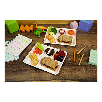 Pactiv Evergreen Compostable Fiber Blend School Lunch Tray, 10 x 8 x 1, White, 240/Carton (MC58000SBB)
