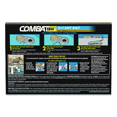 Combat Max 2-in-1 Ant Bait, 0.84 oz, 4 Bait Stations (07172EA)