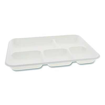 Pactiv Evergreen Compostable Fiber Blend School Lunch Tray, 10 x 8 x 1, White, 240/Carton (MC58000SBB)