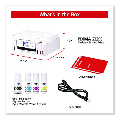 Canon MegaTank PIXMA G3290 All-in-One Wireless Inkjet Printer,  Copy/Print/Scan (6706C022)