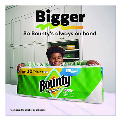 Bounty Select-a-Size Kitchen Roll Paper Towels, 2-Ply, 5.9 x 11, White, 123 Sheets/Triple Roll, 6 Rolls/Carton (16020)