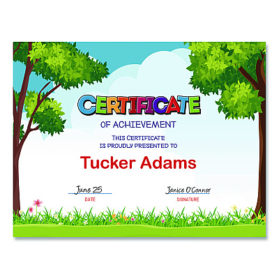 Geographics Tree Free Award Certificates, 8.5 x 11, Green/Brown/Blue, with Outside Scene Border, 15/Pack (49950)