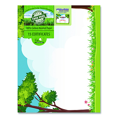 Geographics Tree Free Award Certificates, 8.5 x 11, Green/Brown/Blue, with Outside Scene Border, 15/Pack (49950)