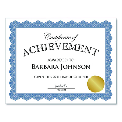 Geographics Award Certificates, 8.5 x 11, White with Braided Blue Border, 25/Pack (40725OD)