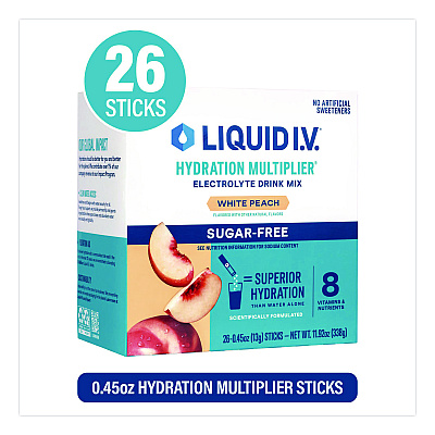 LIQUID I.V. Sugar-Free Hydration Multiplier, White Peach, 26 Packets/Box (22002515)