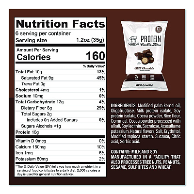 Genius Gourmet Protein Cookie Bites Variety Pack, Salted Caramel and Milk Chocolate, 1.2 oz Bag, 14/Box (22002521)