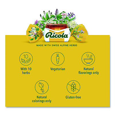 Ricola Cough Drops, Original Herb, 65/Bag, 2 Bags/Pack (22002532)