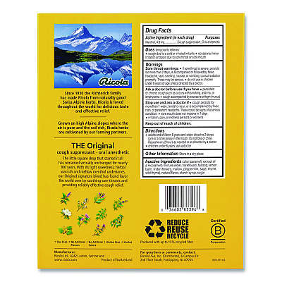 Ricola Cough Drops, Original Herb, 65/Bag, 2 Bags/Pack (22002532)