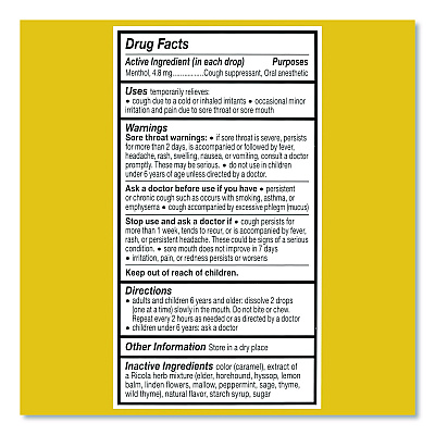 Ricola Cough Drops, Original Herb, 65/Bag, 2 Bags/Pack (22002532)