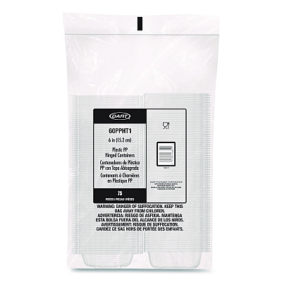 Dart Microwaveable Hinged Containers, ProPlanet, 6.31 x 6.31 x 3, Clear, Plastic, 300/Carton (60PPHT1)