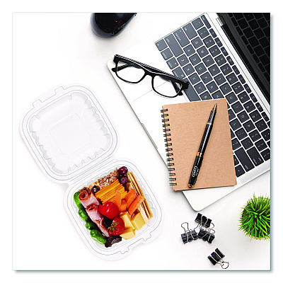 Dart Microwaveable Hinged Containers, ProPlanet, 6.31 x 6.31 x 3, Clear, Plastic, 300/Carton (60PPHT1)