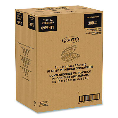 Dart Microwaveable Hinged Containers, ProPlanet, 6.5 x 9 x 3, Clear, Plastic, 300/Carton (69PPHT1)