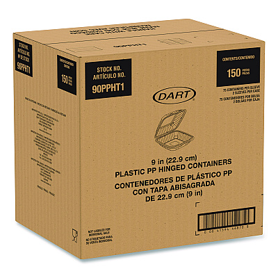Dart Microwaveable Hinged Containers, ProPlanet, 9 x 8.75 x 3, Clear, Plastic 150/Carton (90PPHT1)