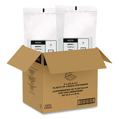 Dart Microwaveable Hinged Containers, ProPlanet, 9 x 8.75 x 3, Clear, Plastic 150/Carton (90PPHT1)
