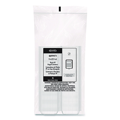 Dart Microwaveable Hinged Containers, ProPlanet, 9 x 8.75 x 3, Clear, Plastic 150/Carton (90PPHT1)