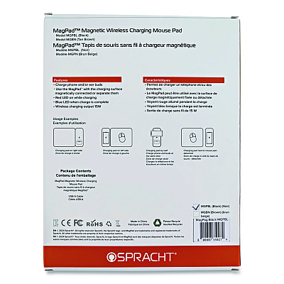 Spracht MagPad Charger and Mouse Pad, Black (MGPBK)