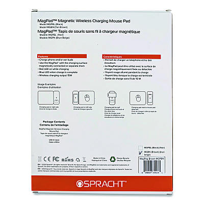 Spracht MagPad Charger and Mouse Pad, Brown (MGPBN)