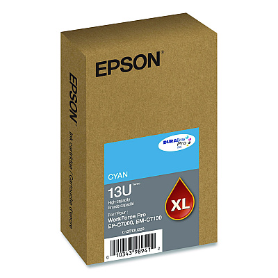 Epson T13U220 (T13U) DURABrite Pro High-Yield Ink, 4,600 Page-Yield, Cyan