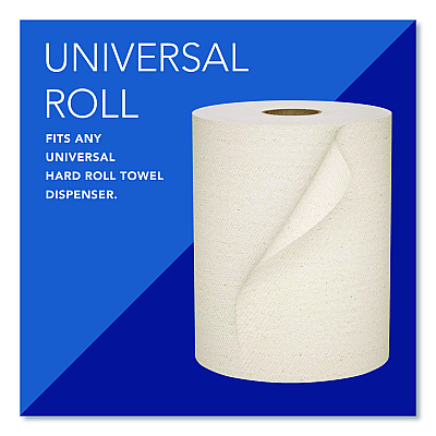 Scott Essential 100% Recycled Fiber Hard Roll Towel, 1-Ply, 8" x 800 ft, 1.5" Core, Brown, 6 Rolls/Carton (56758)
