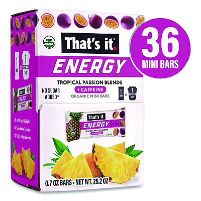 Thats it Organic Energy Bars, Tropical Passion Blend, 0.7 oz Bar, 36/Box (22002519)