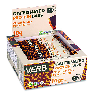 VERB Energy Caffeinated Protein Bar, Chocolate Chip Peanut Butter, 1.8 oz Bar, 12/Box (22002522)